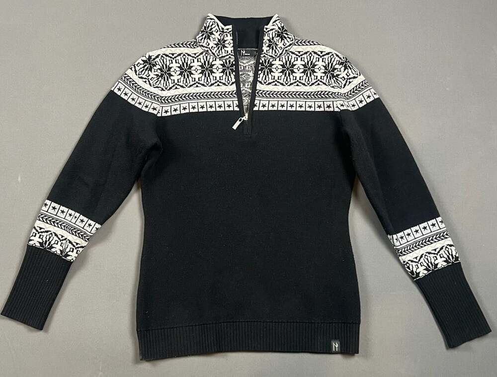 Neve 1/2 Zip Sweater Size M Black White Nordic Ski Pullover